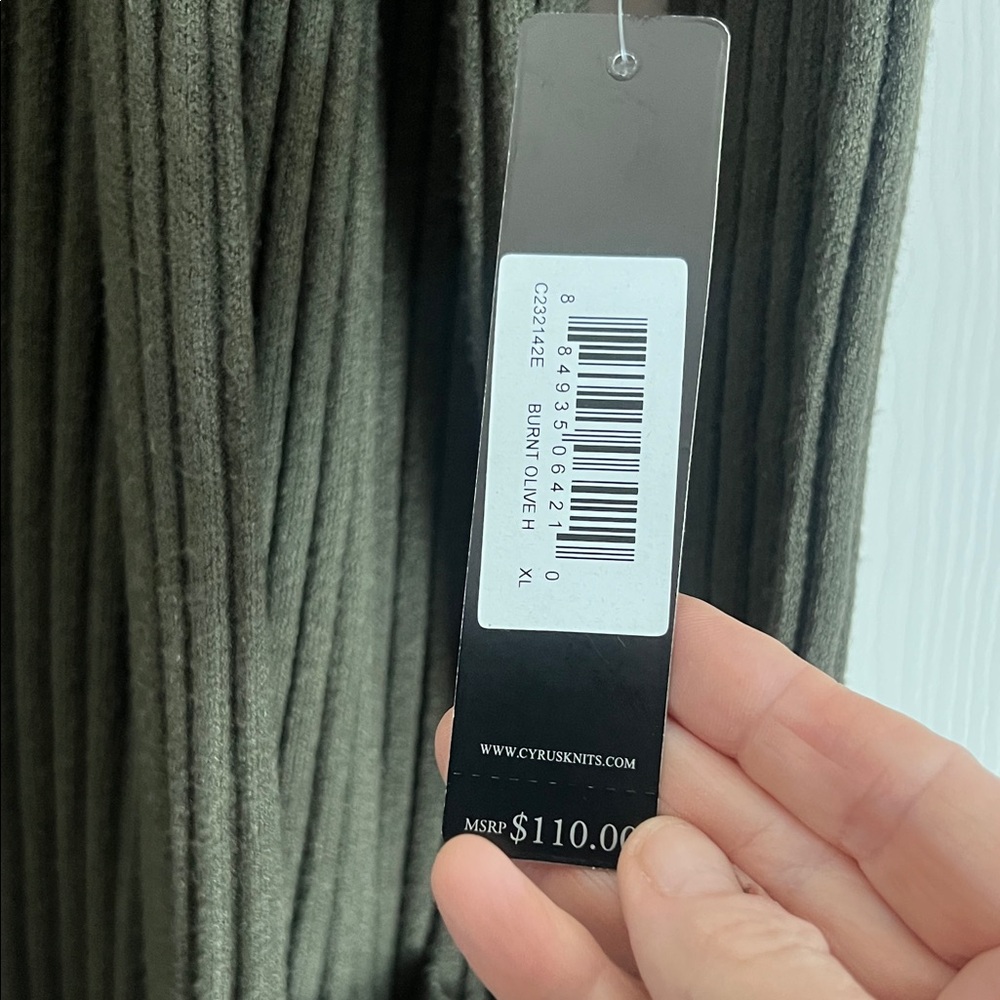 Cyrus Olive Ribbed Open Cardigan - Picture 3 of 5